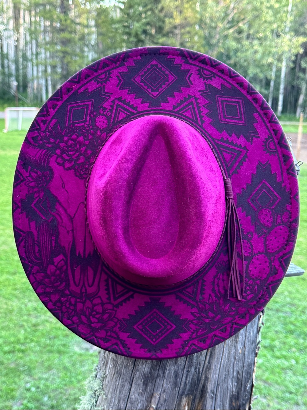 Woman’s burned western hat